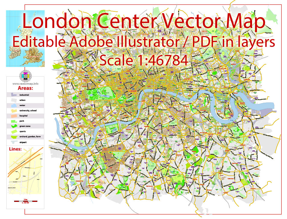 952x729 London Center Pdf Map Vector Uk Exact City Plan Street