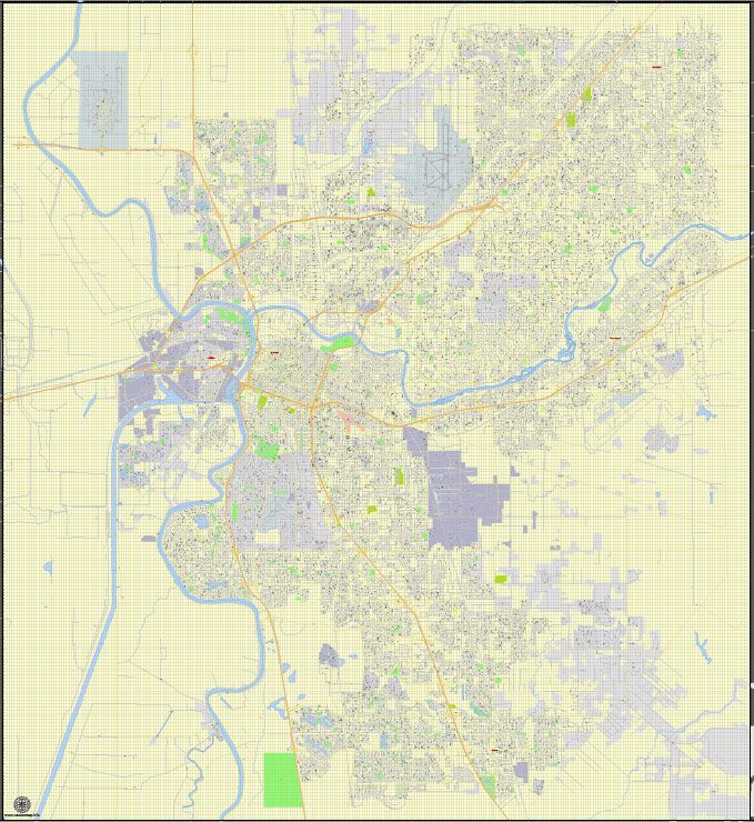 679x740 Sacramento Map Vector California Exact Detailed City Plan Editable