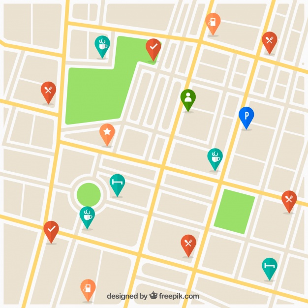 626x626 Street Map With Pins Design Vector Free Download