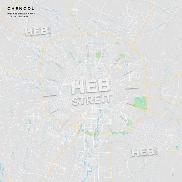 736x736 Vector Map Printable Street Map Of Chengdu, Province Sichuan