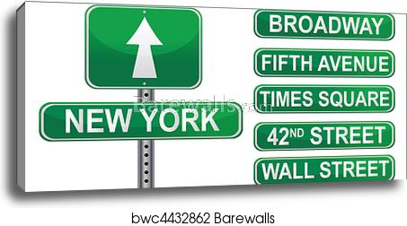 453x252 New York Street Signs, Canvas Print Barewalls Posters Prints