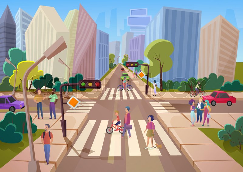 Crowd Of Cartoon People Walking On Stock Vector Colourbox 800x566 Crowd Of Cartoon People Walking On Stock Vector Colourbox