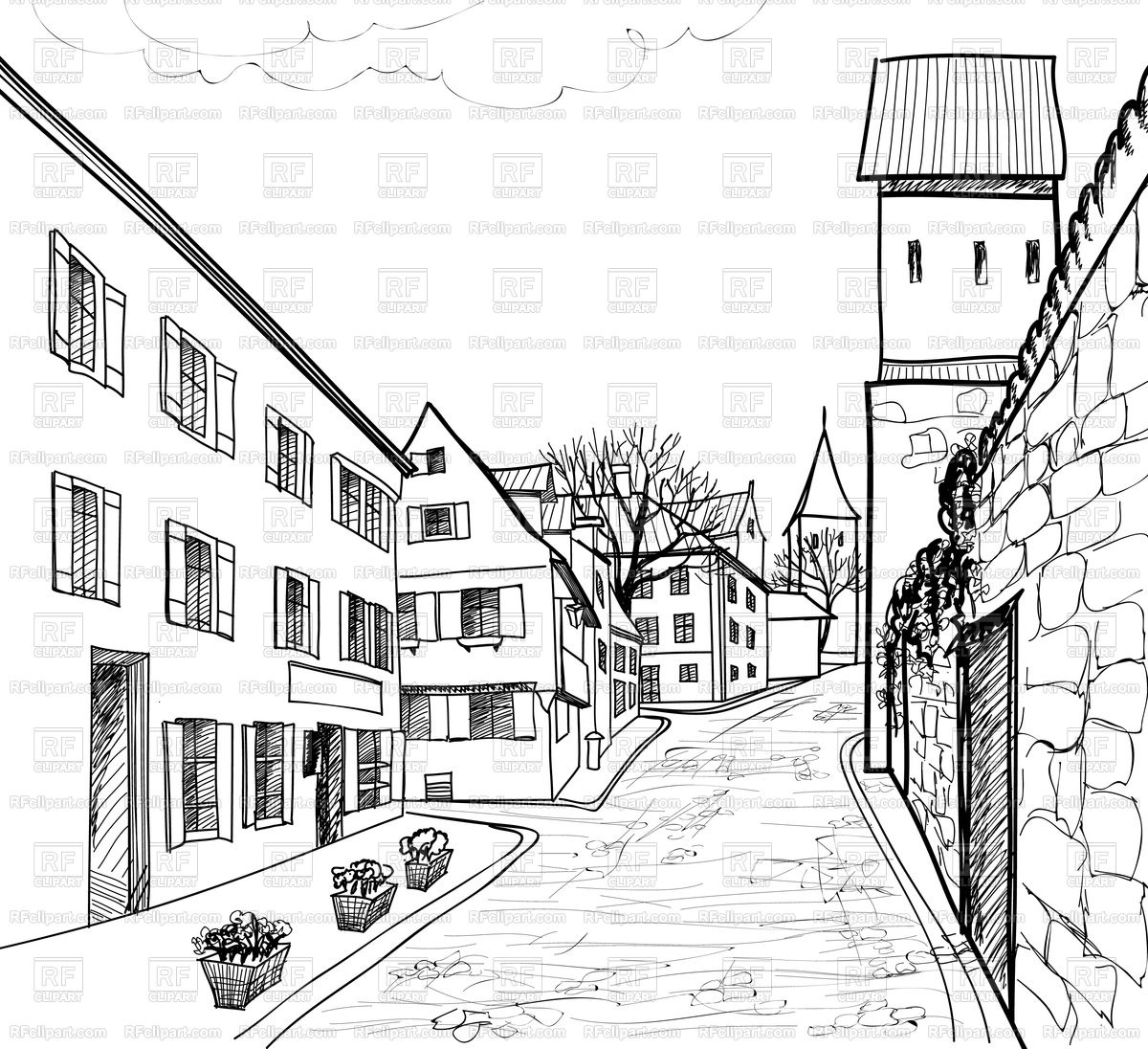 Street Of Old European Town 1200x1096 Street Of Old European Town