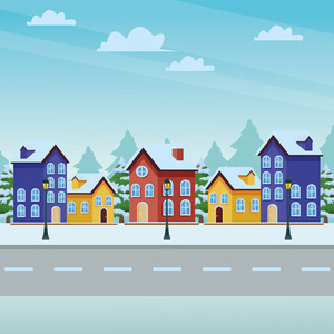 Snow City Landscape House And Street Vector Illustration Graphic 300x300 Snow City Landscape House And Street Vector Illustration Graphic