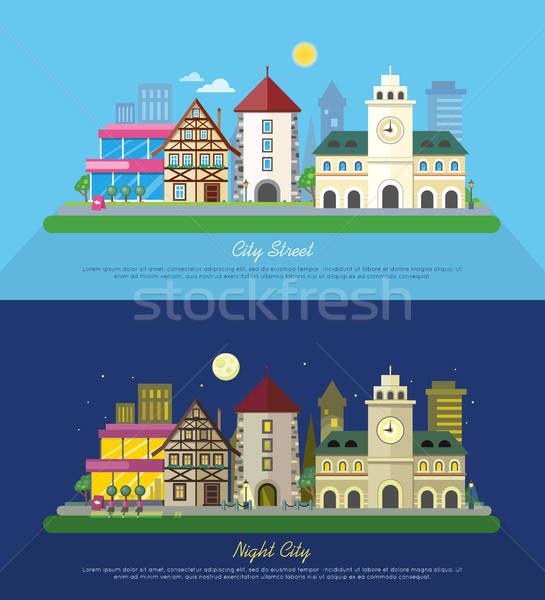 City Street Vector Illustration 545x600 City Street Vector Illustration