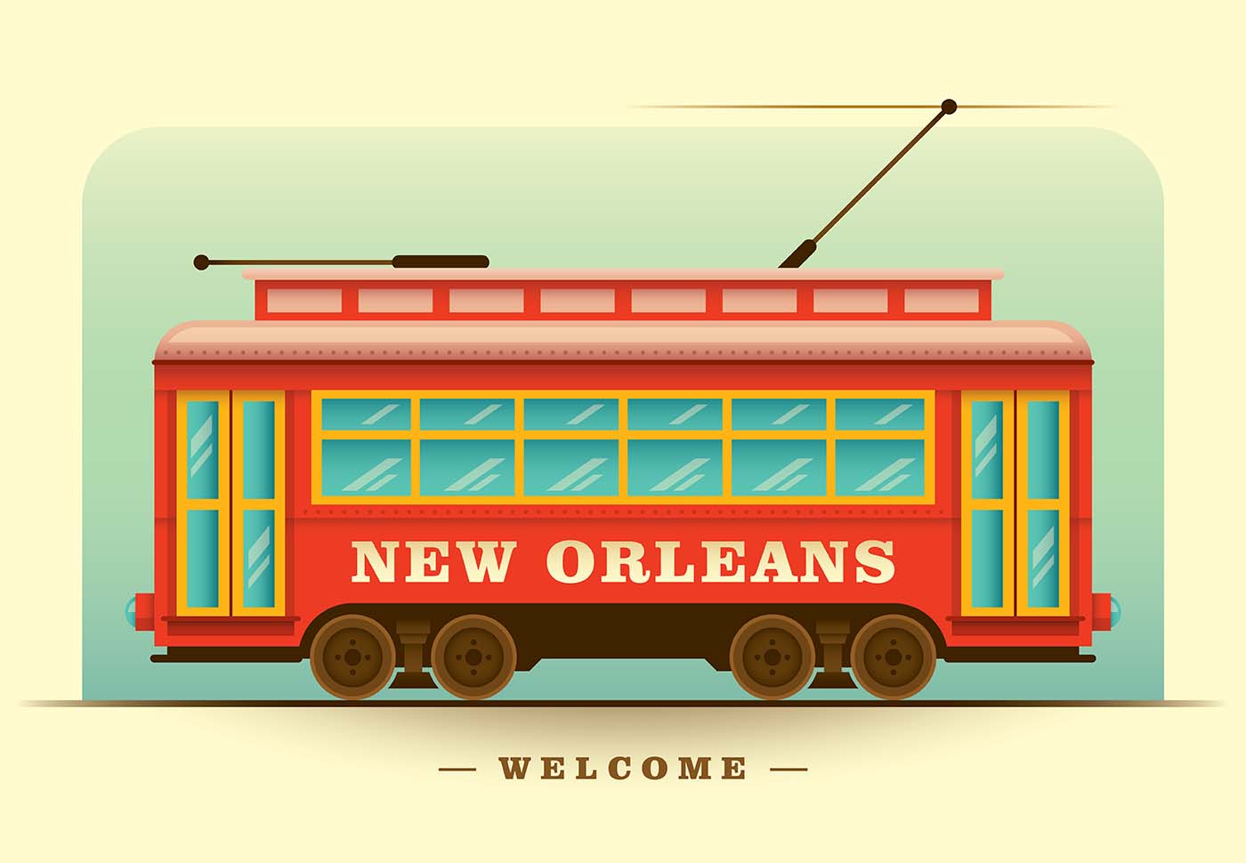 1400x970 New Orleans Streetcar Free Vector Art