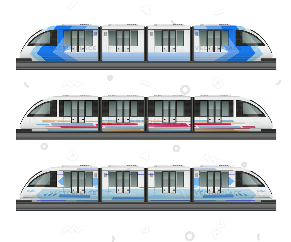 1000x833 Passenger Tram Train Realistic Mockup Side Vector Illustration