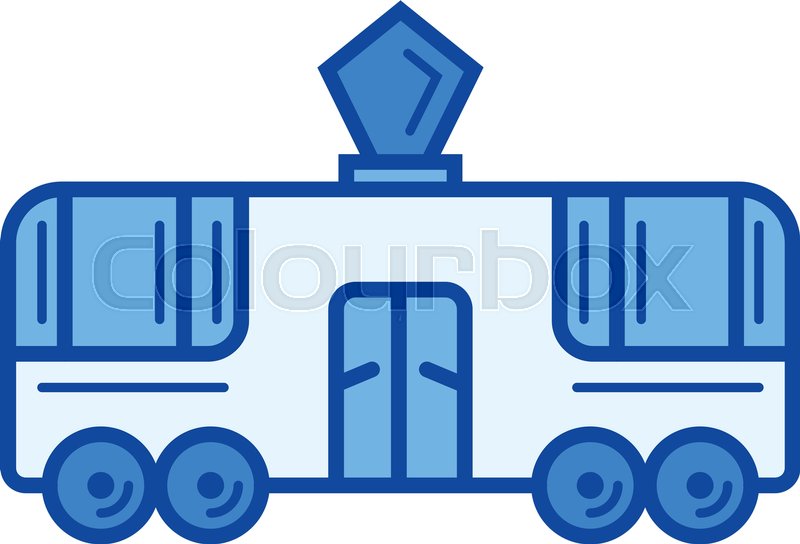 800x544 Streetcar Tram Vector Line Icon Stock Vector Colourbox