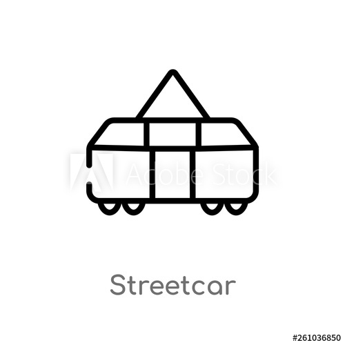 500x500 Outline Streetcar Vector Icon Isolated Black Simple Line Element