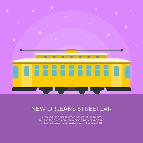 490x490 Flat New Orleans Streetcar Vector Illustration