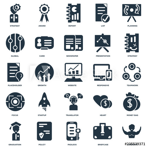 500x500 Elements Such As Strength, Briefcase, Padlock, Policy, Graduation