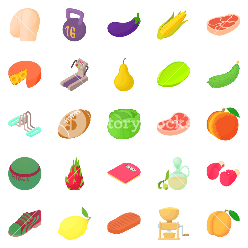 Physical Icons Set Cartoon Set Of Strength Vector Icons 1000x1000 Physical Icons Set Cartoon Set Of Strength Vector Icons