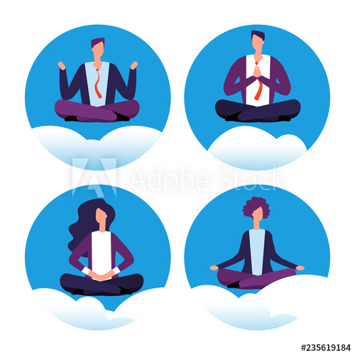 500x500 Meditation Yoga Businesspeople Vector Icons Office Workers Avoid