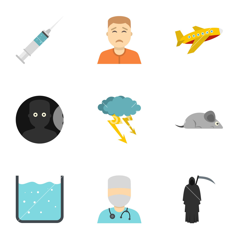 1000x1000 Anxiety And Stress Icon Set Flat Style Set Of Anxiety