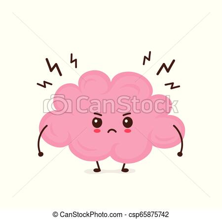 450x445 Cute Angry Funny Brain Have Stress Vector Flat Cartoon Character