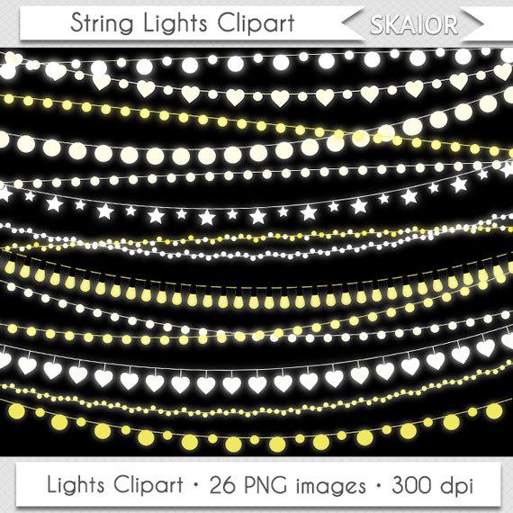 570x570 String Lights Clipart Fairy Lights Clip Art Wedding Lights Etsy
