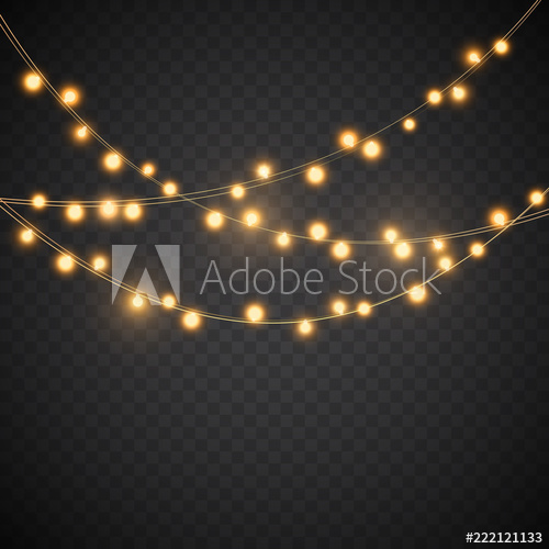 500x500 Yellow Christmas Lights, Vector Garland Illustration
