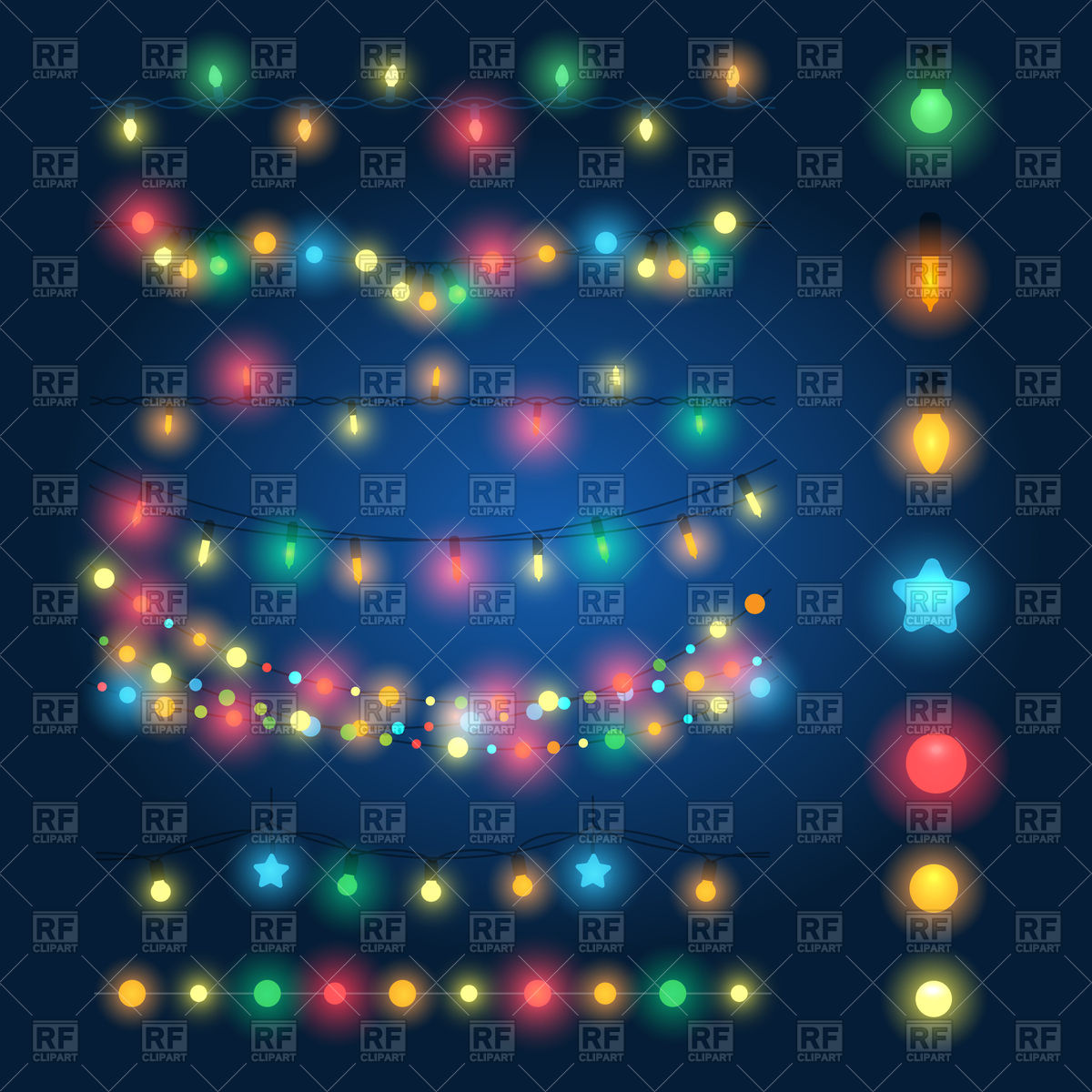 1200x1200 Christmas Bright String Lights Vector Image Of Objects