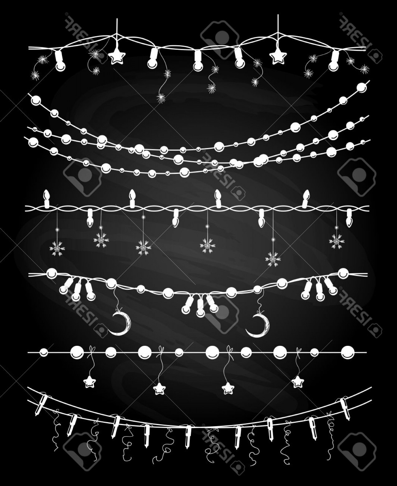 1275x1560 Photostock Vector Hand Drawn Christmas Garlands Or Chalkboard