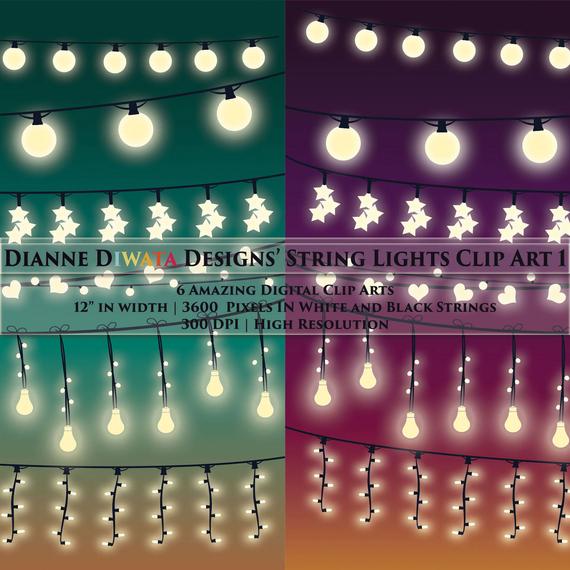 570x570 String Lights Clip Art Vector Rustic Wedding Invitation Etsy