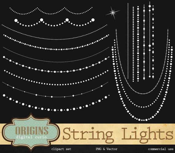 570x499 White String Lights Clipart String Of Lights Vector And Png Etsy