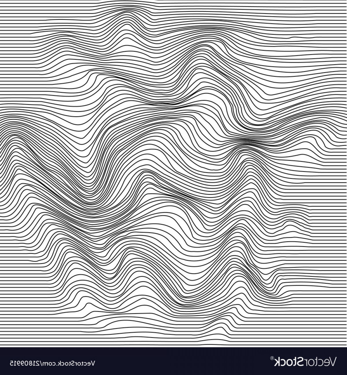1200x1296 Wavy Line Deformation Abstract Monochrome Striped Vector Soidergi