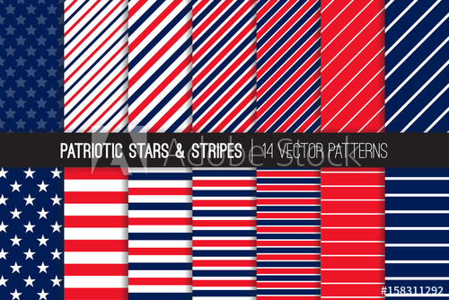 500x334 Patriotic Red White Blue Stars Stripes Vector Patterns July
