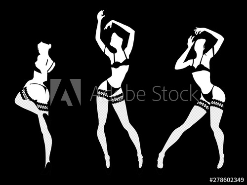 Set Of Sexy Women Silhouettes In Underwear, Club Burlesque 500x375 Set Of Sexy Women Silhouettes In Underwear, Club Burlesque