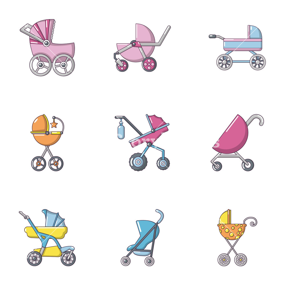 1000x1000 Baby Stroller Icons Set Flat Set Of Baby Stroller Vector Icons
