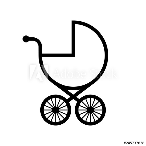 500x500 Baby Stroller Vector Icon On White Background