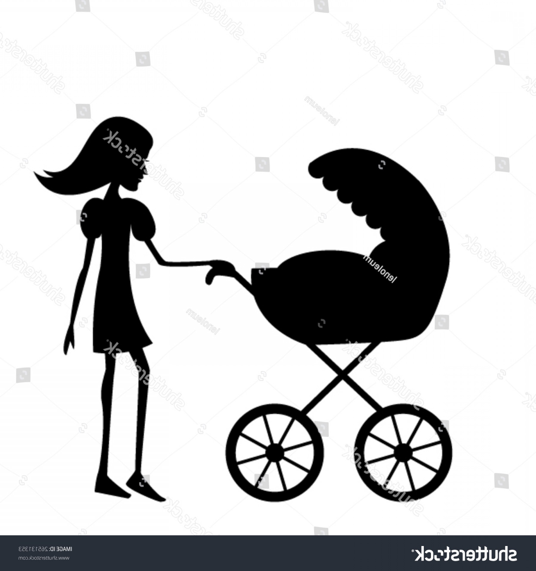 1800x1920 Silhouette Woman Baby Stroller Vector Art Lamaison