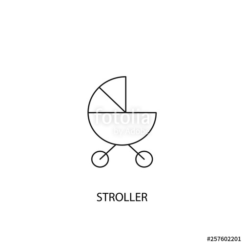 500x500 Stroller Vector Icon, Outline Style, Editable Stroke Stock Image