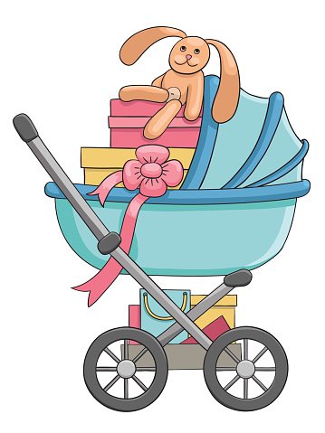 359x479 Baby Stroller Vector Illustration Premium Clipart