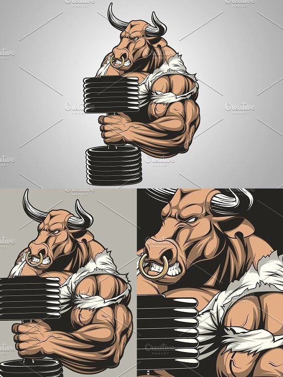 580x772 Ferocious Strong Bull Diet Graphic Illustration, Strong
