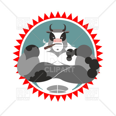 400x400 Strong Bull With Cigar, Logo For Sports Club Vector Image