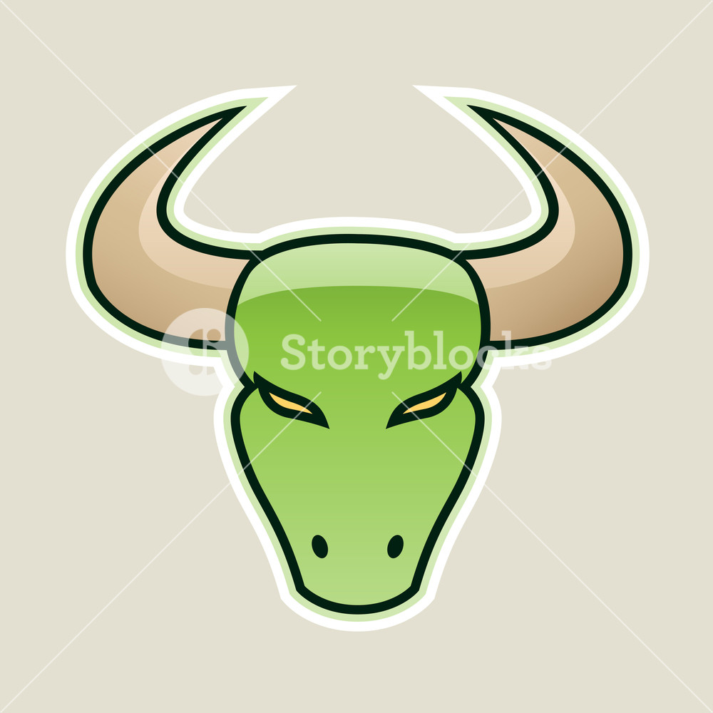 1000x1000 Vector Illustration Of Green Strong Bull Icon Isolated On A White