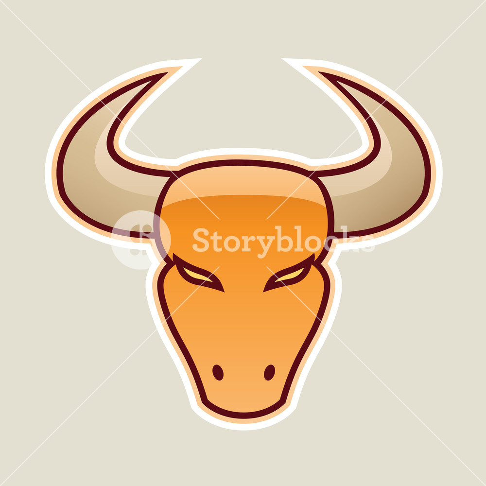 1000x1000 Vector Illustration Of Orange Strong Bull Icon Isolated On A White