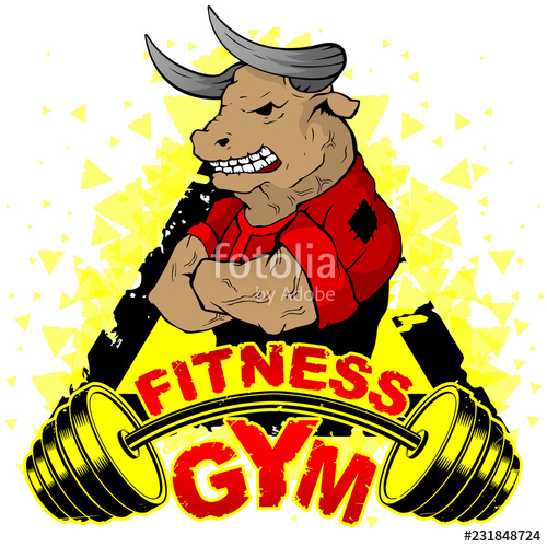 500x500 Vector Design For A Gym With An Abstract Image Of A Strong Bull