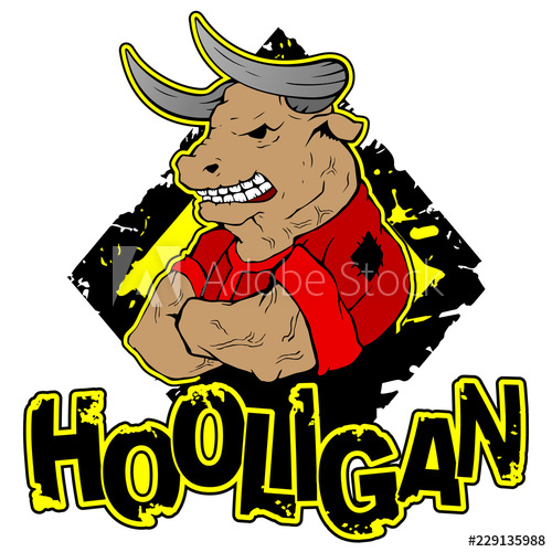 500x500 Vector Illustration Of A Strong Bull Hooligan With Big Biceps