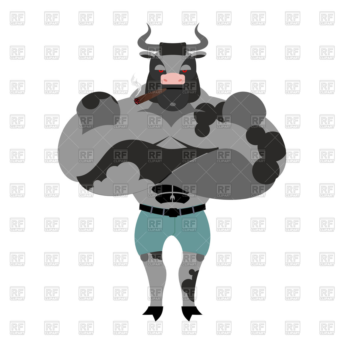 1200x1200 Big And Strong Bull Farm Animal Bodybuilder Vector Image