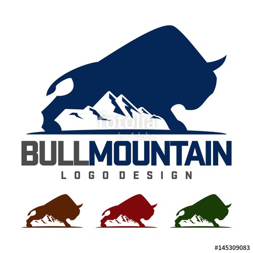 500x500 Bull Logo, Strong Bull Mountain Design Logo Template Stock Image