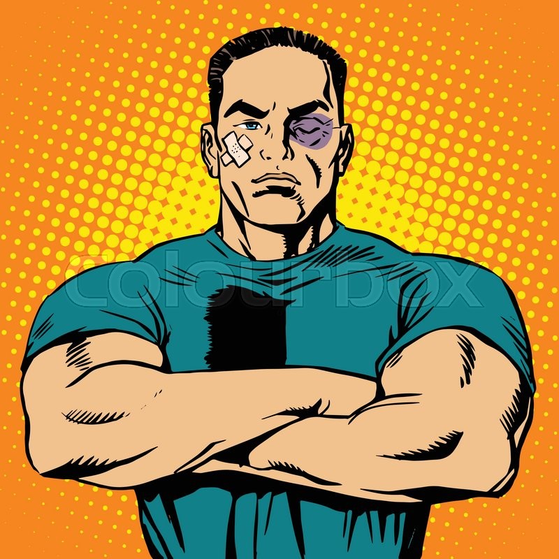Strong Man After A Fight Pop Art Retro Stock Vector Colourbox 800x800 Strong Man After A Fight Pop Art Retro Stock Vector Colourbox
