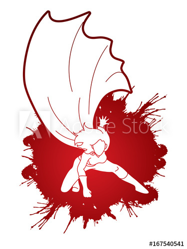 375x500 Strong Woman Superhero Landing Powerful Action Designed