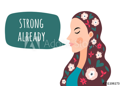 500x357 Vector Illustration With Strong Woman With Flowers Concept