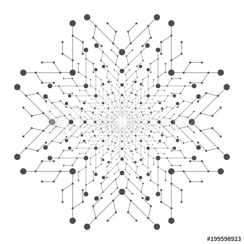 500x500 Round Technology Mandala Template With Connecting Lines And Dots