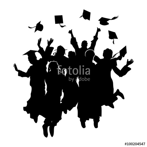 500x500 Happy Jumping Graduation Student Silhouette Stock Image