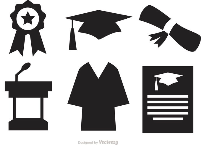 700x490 Silhouette Graduation Vector Icons