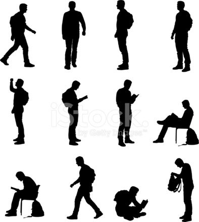 394x439 Student Silhouette Stock Vector