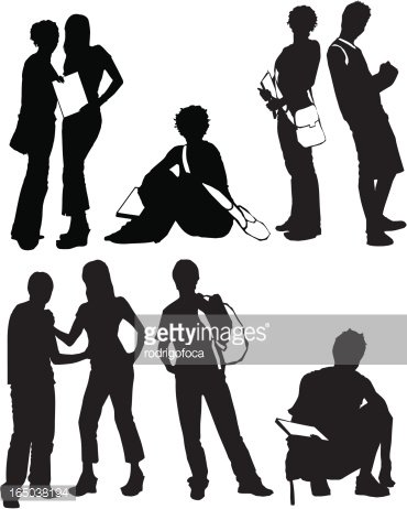 370x462 Students Silhouettes Vector Set Vektory Z Knihovny