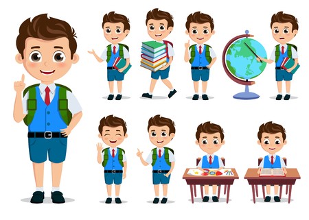 450x321 School Kids Student Vector Characters Set Back To School Boy